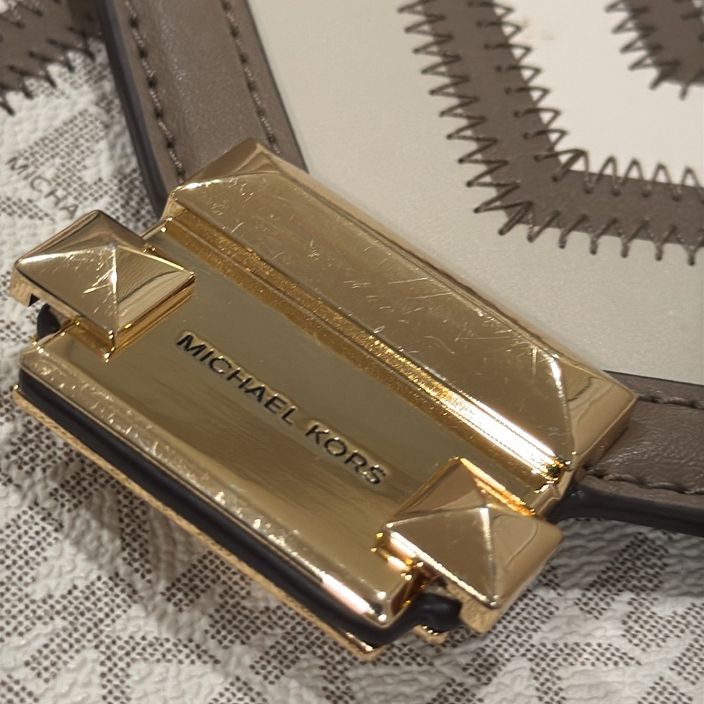 Michael Kors Bag Leather Jetset Signature Gold Chain with Chevron Design - Picture 15 of 17